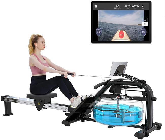 Water Rowing Machine with LCD Monitor for Home Use Sports Fitness Training Equipment, Workout app, 330 Lbs Weight Capacity